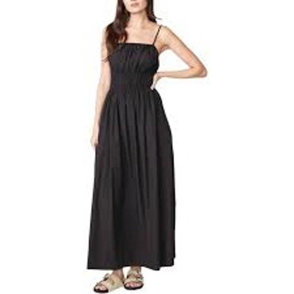 Stateside Ramona Black Poplin Cotton Tiered Smocked Maxi Dress Sundress S NWT - Picture 4 of 10